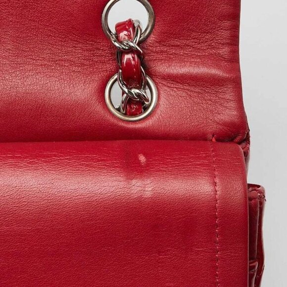 Chanel Red Quilted Patent Leather Classic Medium Double Flap Bag - Picture 10 of 11